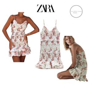 Zara Smocked Ruffled Floral Dress Size Medium